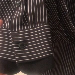 ⭐️ rag & bone - Victor Silk Wrap Blouse in Black w/ White Pinstripes - XXS/TTP